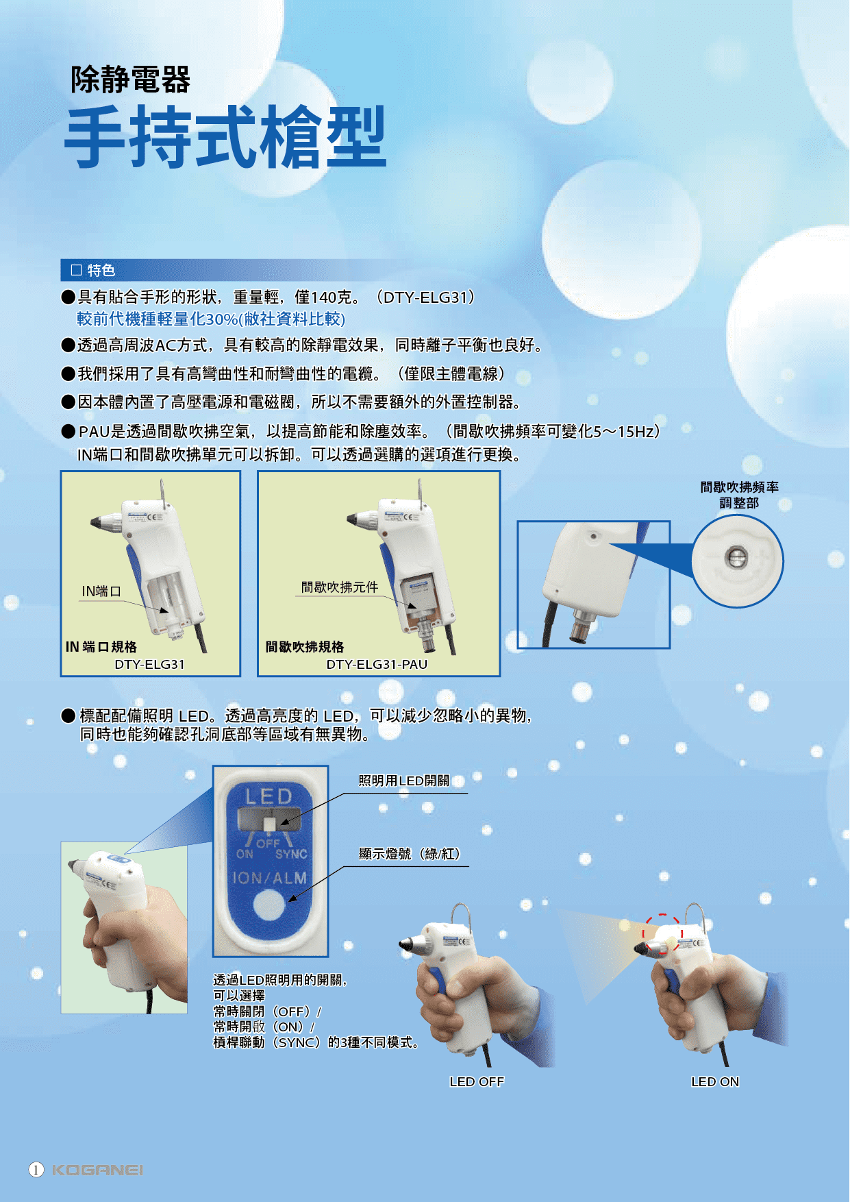 手持式槍型除靜電器(DTY-ELG31)-產品特色2